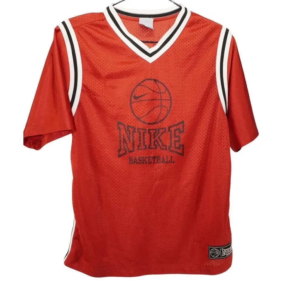 Vintage Y2K Nike Basketball Mesh Jersey Red Youth Medium | Retro Athletic